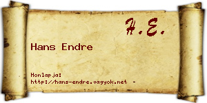 Hans Endre névjegykártya