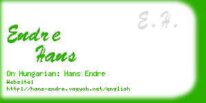 endre hans business card